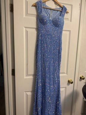SHEIN Blue Sequin Prom Gown
